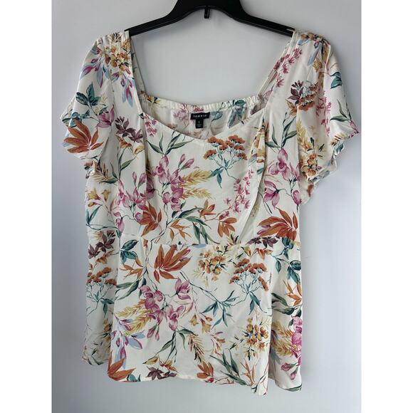 Torrid Peplum Challis Sweetheart Flutter Sleeve Top Floral Women's Plus Size 1X - Picture 10 of 11